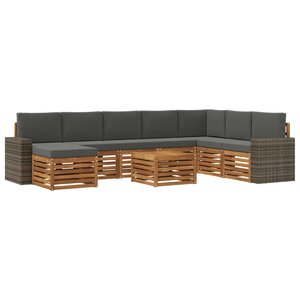 vidaXL Ensemble de canapés d'extérieur 9 pc Naturel et Anthracite
