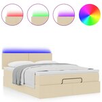 vidaXL Lit ottoman avec matelas et LED crème 140x190 cm tissu
