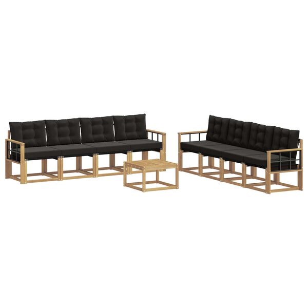 vidaXL Ensemble de canapés d'extérieur 9 pc Blanc et noir