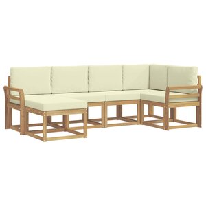 vidaXL Ensemble de canapés d'extérieur 6 pc Blanc et crème Polyester