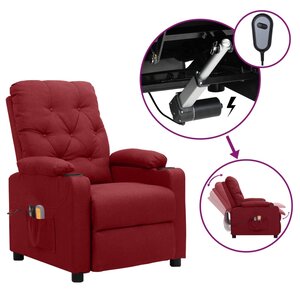 vidaXL Fauteuil électrique de massage Bordeaux Tissu