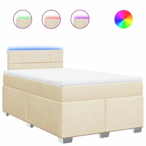 vidaXL Sommier à lattes de lit avec matelas Crème 120x200 cm Tissu