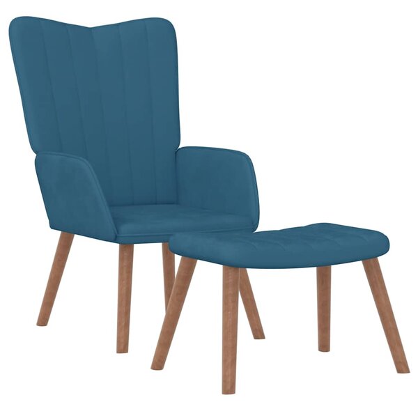 vidaXL Chaise de relaxation avec repose-pied Bleu Velours