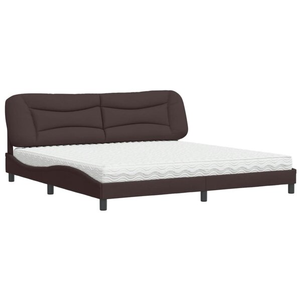 vidaXL Lit avec matelas Hvar marron foncé 200x200 cm tissu