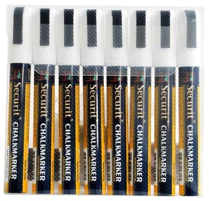 Etui de 8 Marqueurs ORIGINAL MEDIUM Craie Liquide Pointe Biseautée Blanc SECURIT