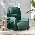 vidaXL Fauteuil inclinable de massage électrique vert foncé velours