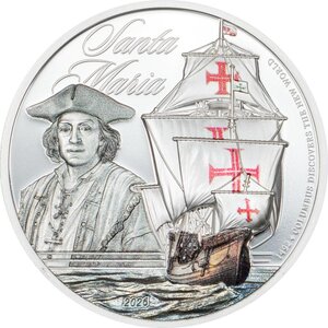 Pièce de monnaie en Argent 5 Dollars g 31.1 (1 oz) Millésime 2026 Legends of the Seas SANTA MARIA
