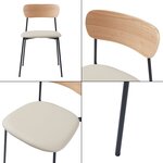 Lot de 2 chaises de salle à manger salon design moderne cuisine 78 x 45 x 48 cm beige noir effet bois 03_0009620