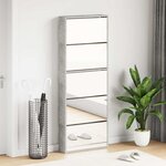 vidaXL Armoire à chaussures miroir 5 niveaux gris béton 63x17x169 5 cm