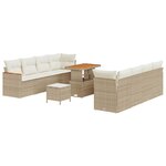 vidaXL Ensemble de canapé de jardin 11 Pièces Beige Poly rotin