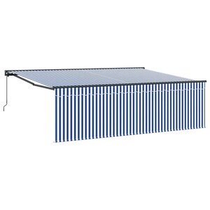 vidaXL Auvent Rétractable Bleu et blanc 450 × 300 cm tissu