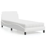 vidaXL Lit avec matelas blanc 90x200 cm similicuir