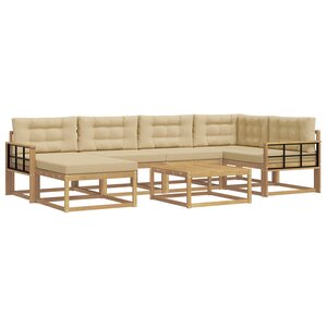 vidaXL Ensemble de canapés d'extérieur 7 Pièces Blanc et Beige