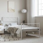 vidaXL Cadre de lit métal sans matelas et pied de lit blanc 100x190 cm