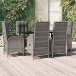 vidaXL Ensemble à manger jardin et coussins 7 Pièces Noir et gris Rotin