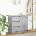 vidaXL Buffet avec tiroir gris béton 71x35x65 cm bois d'ingénierie
