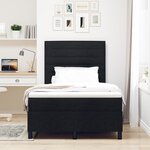 vidaXL Lit à Ressorts avec Matelas Noir Petit Double en Tissu