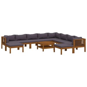 vidaXL Salon de jardin 11 Pièces avec coussin Bois d'acacia solide