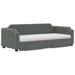 vidaXL Lit de jour avec gigogne et tiroirs gris foncé 90x190 cm tissu