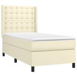 vidaXL Sommier tapissier avec matelas et LED Crème 90x190cm Similicuir