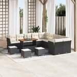 vidaXL Ensemble de canapé de jardin 14 Pièces Noir polyrotin