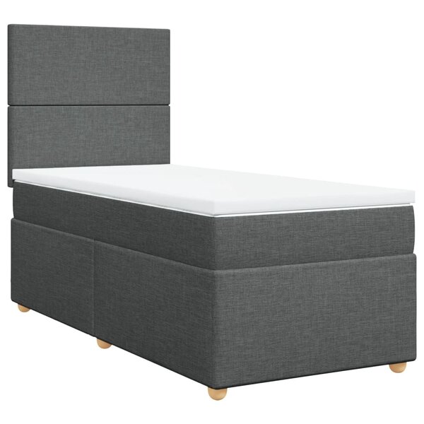 vidaXL Sommier à lattes de lit et matelas Gris foncé 90x190 cm Tissu