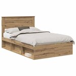 vidaXL Cadre de lit Chêne artisan 135 x 190 cm Bois de pin massif