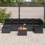vidaXL Ensemble de canapé de jardin avec coussin 8 Pièces Noir Poly rotin