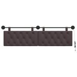 vidaXL Tête de lit suspendue Avec lumière LED Marron foncé Tissu