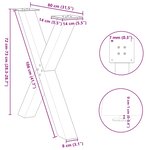 vidaXL Pieds de table à manger en forme de X  3 pièces  noir  80 x (72-73) cm  acier