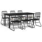 vidaXL Ensemble à dîner de jardin 7 Pièces Noir Rotin PVC