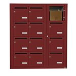 Bloc collectif Leabox  3x4  grade 3  simple face  intérieur  fixation murale  rouge brun ral 3011 finition brillante