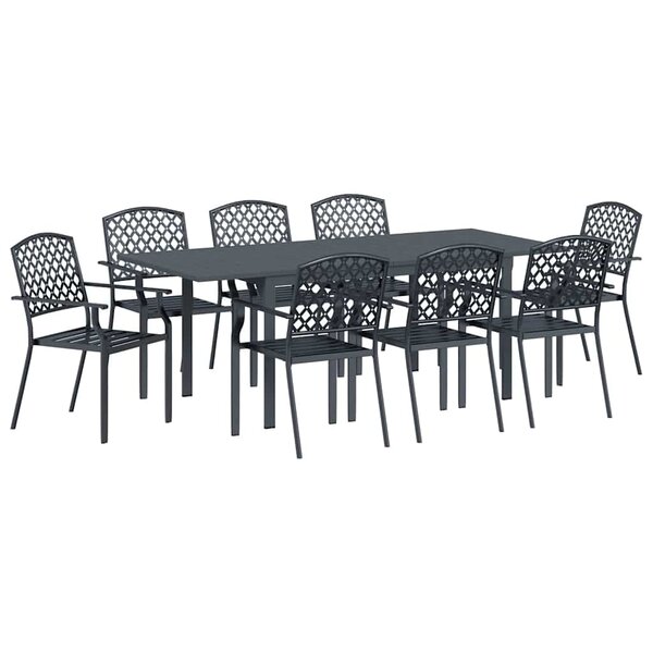 vidaXL Ensemble de salle à manger de jardin ajustable 9 Pièces Acier