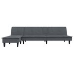 vidaXL Canapé-lit en forme de L gris 255x140x70 cm velours