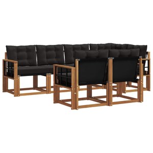 vidaXL Ensemble de canapés d'extérieur 7 pc Naturel et Noir