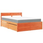 vidaXL Lit avec tiroirs/matelas cire marron 120x200 cm bois massif pin