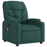 vidaXL Fauteuil inclinable de massage vert foncé tissu