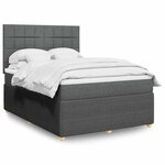 vidaXL Sommier à lattes de lit avec matelas Gris foncé 160x200cm Tissu