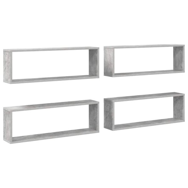 vidaXL Étagères cube murales 4 Pièces gris béton bois d'ingénierie