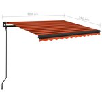 vidaXL Auvent automatique capteur de vent et LED 3x2 5 m Orange/marron