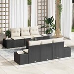 vidaXL Ensemble de canapé de jardin 7 pièces avec coussins en poly rotin noir et acacia