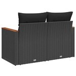 vidaXL Canapé de jardin avec coussins 2 places noir résine tressée