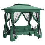 vidaXL Tonnelle de jardin banc pivotant convertible vert tissu acier