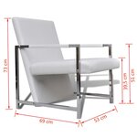 vidaXL Fauteuils lot de 2 avec cadre chromé blanc similicuir