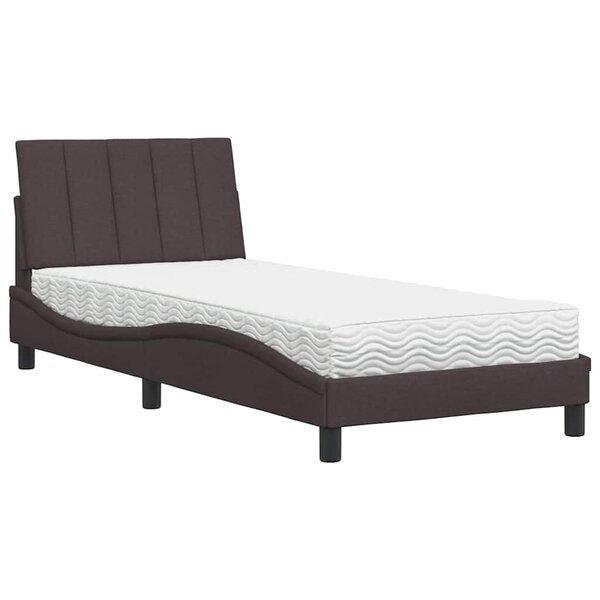 vidaXL Lit avec matelas Hanko marron foncé 90x190 cm tissu