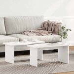 vidaXL Table basse 2 Pièces Blanc Bois massif en pin