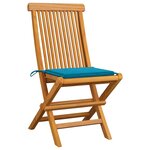 vidaXL Chaises de jardin et coussins bleu lot de 6 Bois de teck massif