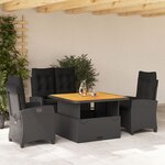 vidaXL Ensemble à manger de jardin 4 Pièces avec coussins noir