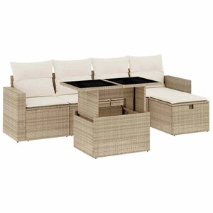 vidaXL Salon de jardin avec coussins 6 Pièces beige résine tressée