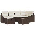 vidaXL Ensemble de canapé de jardin avec coussin 7 Pièces Marron  Crème